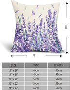 Kawani Spring Summer Floral Pillow Covers 16X16 Inch Purple Lavender Butterfly Flowers Decorative Pillow Cases Set of 2 Seasonal Holiday Throw Pillows Farmhouse Home Decor for Sofa Couch Cushion