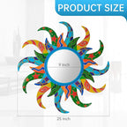 Colorful Sun Wall Mirror Decorative 25 inch Metal Frame Sunburst Boho Mirror for Entryway Bedroom Living Room Bathroom House Warming Gifts New Home Essential (Blue)