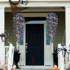 BLEUM CADE Fake Hanging Plants, 4pcs Artificial Hanging Plant, Faux Deep Purple Vines Hanging Plant for Wall Home Living Room Indoor Outdoor Halloween Decor (No Baskets)