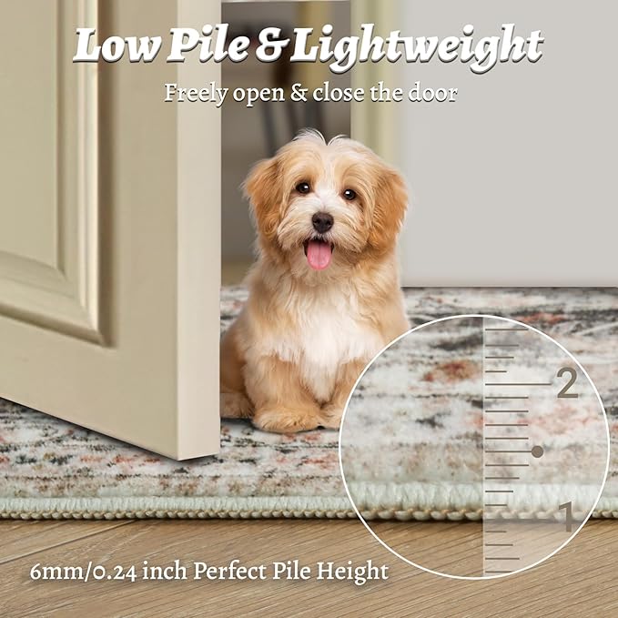 Washable Runner Rug 2.6x8 Runners for Hallways, Ultra-Thin Carpet Runners for Entryway Anti Slip Backing Runner Rugs for Kitchen Laundry Room Indoor Hallway (Brown/Beige)