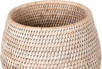 KOUBOO La Jolla Coco Rattan Bowl, White-Wash, Small Planter