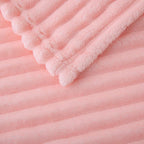 Light Pink Fleece Throw Blanket 50”×70” for Couch Sofa Bed,Super Soft Cozy Plush Microfiber Flannel Blanket with Stripes Design Lightweight for Adults,Woman,Girls