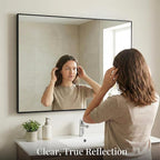 48''x36'' Extra Large Black Bathroom Mirror, Metal Framed Vanity Mirror for Wall, Wide 36x48 Rectangular Mirror Over Sink, Industrial Decor, Flush Mount