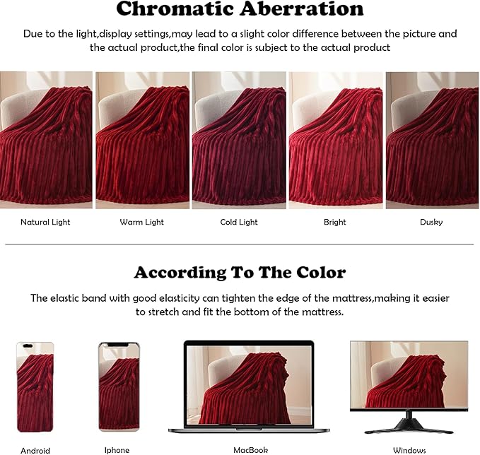 NEWCOSPLAY Super Soft King Blanket Red Premium Silky Flannel Fleece 3D Ribbed Jacquard Lightweight Bed Blanket All Season Use (Red Ribbed, King(90"x110"))