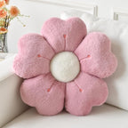Flower Pillow, Flower Shaped Pillow Decorative Throw Pillows for Bed Couch, Cute Daisy Pillow Dorm Decor Floor Seating Cushion (Grey Pink, 19.6 Inches)