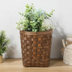 Hanging Basket: Woven Wood Wall Mounted Organizer - 7.7 Inch Handmade Storage for Flowers, Small Plants, Farmhouse and Garden Decor