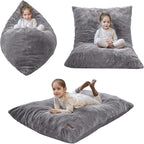 MAXYOYO 3 in 1 Kids Bean Bag Chair Bed, Child Floor Sofa for Gaming, Reading, Faux Fur Floor Mattress with High-Density Foam Filling for Living Room Bedroom
