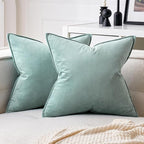 MIULEE Blue Grey Velvet Throw Pillow Covers 20x20 Soft Decorative Solid Square Cushion Cases Pack of 2 Modern Luxury Home Decor for Couch, Sofa, Bedroom