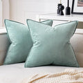 MIULEE Blue Grey Velvet Throw Pillow Covers 18x18 Soft Decorative Solid Square Cushion Cases Pack of 2 Modern Luxury Home Decor for Couch, Sofa, Bedroom