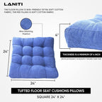 LANITI 24” Inch Extra Large Floor Cushions Tufted Floor Pillow for Adults Square Meditation Ultimate Comfort Oversized Pillows for Floor Cushion (Aqua)
