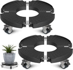 Goovilla Plant Stand with Wheels Heavy Duty, 2Pack Adjustable 15-22 Plant Caddy with Lockable Caster Wheels 440LBS, Rolling Plant Stand/Dolly/Roller for Indoor Outdoor Large Planter, Flower Pot,Black