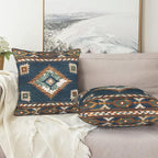 Southwest Aztec Western Pillow Covers 20x20 Set of 2, Native American Blue Throw Pillow Covers Outdoor Decorative Pillow Case for Couch Bed Sofa Cushion Home Decor