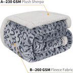 MACEVIA Sherpa Fleece Throw Blanket for Couch Fuzzy 3D Cheetah Blanket Thick Warm Reversible Cozy Comfy Super Soft Leopard Blanket for Bed Sofa 490GSM - Navy Leopard,50x60In