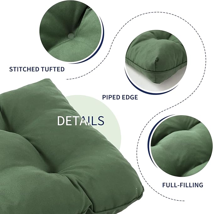 Outdoor Bench Cushion, 59x18x5 Inch, Waterproof Bench Cushion for Outdoor/Indoor Furniture, Tufted Patio Bench Seat Cushion, Fade Resistant Outdoor Cushions for Porch Swing Couch, Dark Green