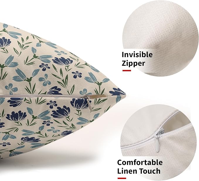 Green Teal Navy Blue Floral Pillow Covers 12x20 Set of 2 Vintage Rustic Old Style Cute Small Flower Print Rectangle Decorative Outdoor Pillowcases Throw Cushion Case Decor for Couch Sofa Bed