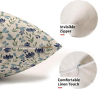 Green Teal Navy Blue Floral Pillow Covers 12x20 Set of 2 Vintage Rustic Old Style Cute Small Flower Print Rectangle Decorative Outdoor Pillowcases Throw Cushion Case Decor for Couch Sofa Bed