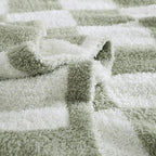 WRENSONGE Checkered Throw Blanket, Sage GreenSoft Cozy Fluffy Warm Hand Made Throw Blankets for Couch, Sofa, Chair, Bed, Camping, Picnic, Travel Lightweight Bed Blanket - 30"*40"