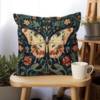 William Morris Abstract Vintage Floral Velvet Butterfly Design Throw Pillow Covers Home Decor, Retro Art Decor Pillowcase Cushion Cover for Bed Sofa Living Room, Square 18x18inch (Beige-Butterfly)