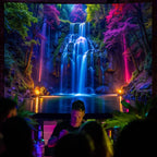 Miytal Blacklight Waterfall Tapestry - UV Reactive Glow in the Dark Neon Forest Wall Hanging, Vibrant Nature Landscape Wonderland for Bedroom, Living Room Decor - 51.2" x 59.1"