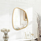 Irregular Asymmetrical Mirror Wall Mounted, Unique Vanity Mirror, Shaped Dressing Mirror Decorative for Living Room, Bathroom, Bedroom, Entryway Wall Decor Gold 16"x12"