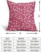 Hot Pink Pillow Covers 22x22 Set of 2 Vintage Floral Rustic Old Style Cute Flower Print Decorative Outdoor Pillowcases Seasonal Farmhouse Throw Cushion Case Decor for Couch Sofa Bed