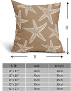 Kawani Tan Brown Starfish Ocean Pillow Covers 18X18 Inch Summer Nautical Coastal Beach Decorative Pillow Cases Set of 2 Cotton Linen Throw Pillows Seasonal Home Decor for Sofa Couch Cushion Outdoor