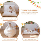 MAXYOYO 3 in 1 Kids Bean Bag Chair Bed, Child Floor Sofa for Gaming, Reading, Faux Fur Floor Mattress with High-Density Foam Filling for Living Room Bedroom