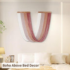 Large Macrame Wall Hanging, Macrame Room Decor Wall Art, Boho Wall Decor Tapestry for Bedroom above Bed Wall Decor Living Room, Macrame Wall Decoration Fashional Gift, 33"x15" Large Red