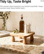 100% Solid Wood Plant Stand Indoor, Wooden Stool Display Stand, Riser Flower Pot Holder, Modern Plants Rack, Small Planter Tray for Home Decor, Living Room, Gardening, Natural (2PCS)