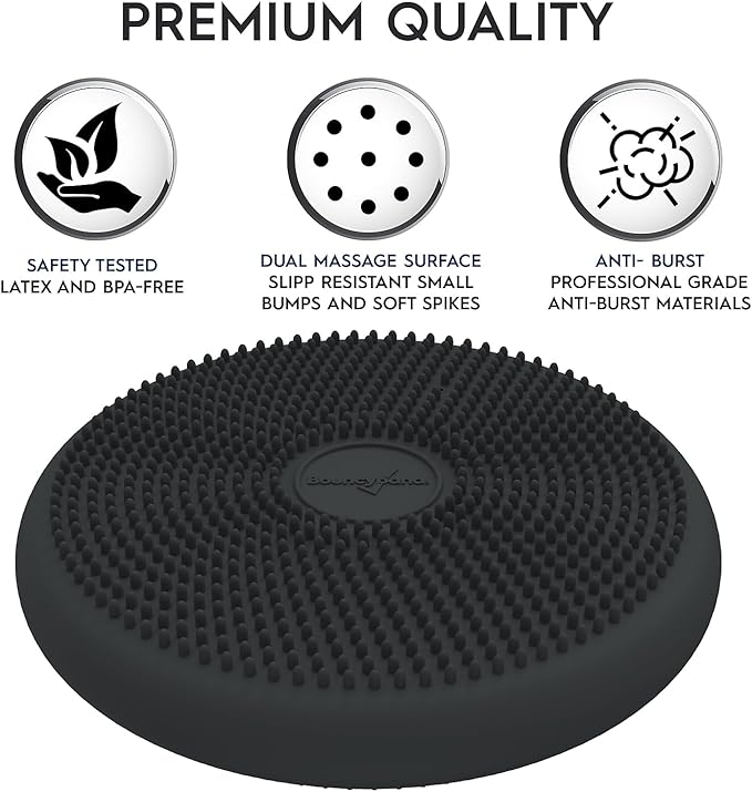 Bouncyband – Wiggle Seat – Gray, 13” D – Large Sensory Cushion for Kids Ages 6-18+ – Promotes Active Learning, Improves Student Productivity, Includes Easy-Inflation Pump
