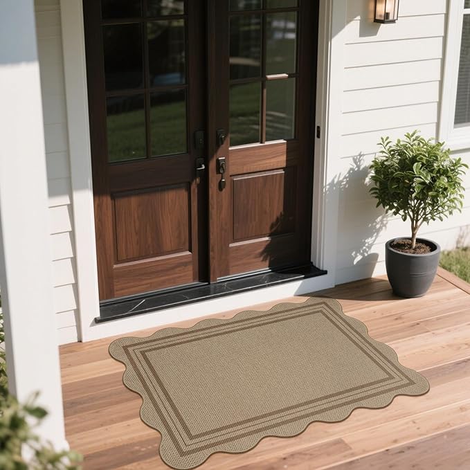 Easy Jute Outdoor Mats for Front Door, 2x3 Small Washable Kitchen Rugs, Farmhouse Brown Throw Rug Non Slip Indoor Outdoor Carpet for Porch Entryway Foyer