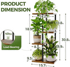 Bamworld Plant Stand Indoor, Corner 4 Tier Metal Plant Shelf for Multiple Plants, Tiered Flower Pot Stands for Patio Garden Balcony Living Room Bedroom, Brown