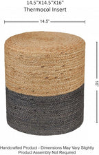 REDEARTH · Cylindrical Pouf Foot Stool Ottoman - Jute Braided Pouffe Poof Accent Sitting Footrest for Living Room, Bedroom, Nursery, Patio, Lounge - Set of 2 (14.5”X14.5”X16”; Natural Gray)