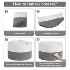 Goodpick 115L Extra Large Blanket Basket, Soft Cotton Rope Storage Basket for Organizing, Home Decor, Toys, Toy Storage Organizer for Living Room & Nursery, Grey