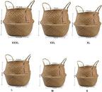 DOKOT Seagrass Plant Basket with Handles, Wicker Woven Storage Basket, 9.5inch Diameter x 11inch Height