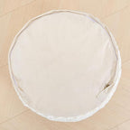 Unstuffed Pouf Ottoman Cover Handmade Footstool Ottoman Storage Solution Floor Pouf Footrest Cushion 20x12 Inches for Living Room Wedding Ivory