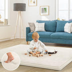 Baby Play Mat for Floor Nursery Rug Muscle Mat Area Rug Playroom Rug 50"x50" Playpen Mat Memory Foam 1.3" Thick Crawling Mat For Babies,Toddlers, Infants, Kids,Cream