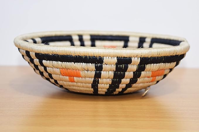 African Basket Rwanda - 8 Inches Diameter - Sisal, Sweetgrass Basket - Handmade From Africa, SRB107