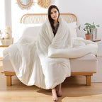 ROSGONIA California King Comforter Set Ivory, 3pcs (1 Boho Cal King Comforter & 2 Pillowcases), All Season Bedding Soft Bedspread Blanket Quilt