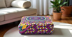 CRAFT KALA Large Hippie Mandala Meditation Floor Ottoman Pillow Cushion Pouf Cover Square Poufs Bohemian Circle Floor Cushion Case Outdoor Fireplace Yoga Living Room Decor Cover New Pink, 18" Square