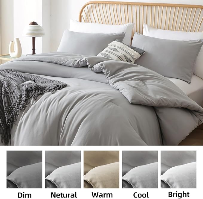 ROSGONIA Oversized King Comforter 120x120, 3pcs Super King Comforter (1 Gray Comforter & 2 Pillowcases) Super King Comforter Set 120x120 Bedding Quilt