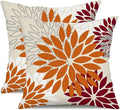 DFXSZ Orange Wine Red Flower Pillow Covers 20x20 Inch Set of 2 Outdoor Throw Pillows Outdoor Waterproof Decor for Living Room Sofa Patio Funiture Garden Floral Polyester Pillow Covers 002S20