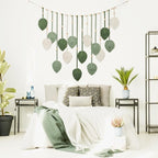 Betylifoy Macrame Wall Hanging Large Macrame Leaves Tapestry Wall Hanging Decoration Boho Handmade Woven Leaf Feather Wall Art Decor for Nursery Bedroom Living Room Office Christmas Thanksgiving Decor, 29 X 51 Inch (Green)