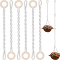 6 Pack Adjustable Macrame Plant Hanger Extender Handmade Woven Hanging Basket Extenders Connectable Rope Hanging Extension with Wooden Ring for Indoor Outdoor Plant Pot Holder