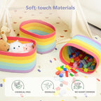 Cotton Rope Storage Basket, 15x10x9 Inches, Woven Basket for Shelves, Clothes, Towels, Books, and Laundry, Rainbow (1 Pack)