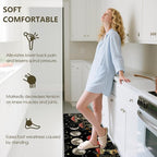 Mushrooms Rugs for Kitchen Floor,Moon Anti Fatigue Mats for Kitchen Floor Non Slip, 2PCS Rubber Kitchen Mat, Washable Cushioned Runner Carpet Rug for Sink Laundry 15.7"×27.5" +15.7"×47" 3.5mm Black