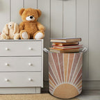 Boho Laundry Basket, Mid Century Modern Boho Neutral Sun Sunshine Waterproof Collapsible Laundry Hamper Dirty Clothes Storage Toy Bin Organizer for Bathroom Bedroom Nursery Girls Kids Room