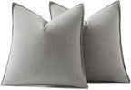 MIULEE Decorative Linen Euro Sham Pillow Covers 22x22 Inch Light Gray Boho Farmhouse Neutral Couch Throw Pillows for Bed Pack of 2 Accent Modern Pillowcase Sofa Livingroom Home Decor