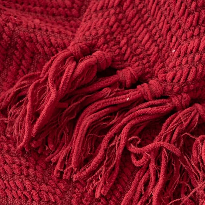 BATTILO HOME Red Throw Blanket for Couch, Knit Christmas Throw Blanket for Home Decor, Super Soft Cozy Warm Red Christmas Blanket for Winter, 50" x 60"