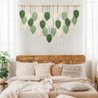 Weldomcor Large Macrame Wall Hanging, Boho Leaves Macrame Tapestry Wall Decor Handmade Woven Hanging Decor Chic Bohemian Wall Art Home Decoration for Bedroom Living Room Nursery Office 51.5"W x 33.5"L